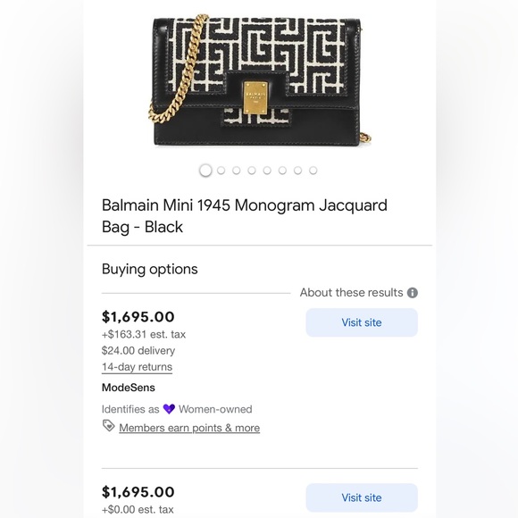 SOLD BNWT Balmain Mini 1945 Monogram Jacquard Bag Crossbody $1695 - Picture 13 of 15